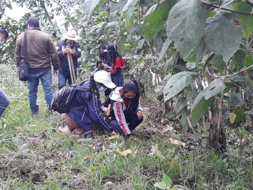 Como parte del proyecto comunitario, los alumnos realizaron una jornada de reforestación y una actividad de concientización sobre la clasificación de los desechos a comerciantes del mercado del caserío.